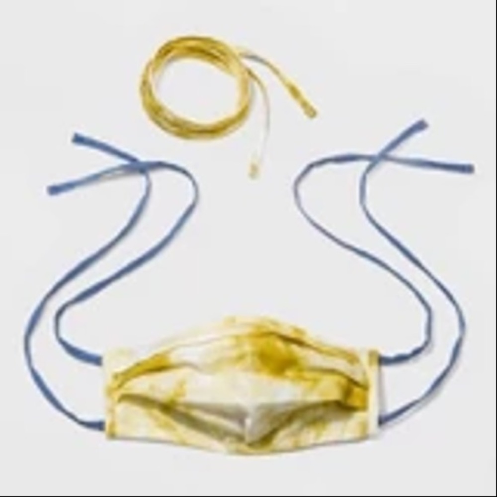 FREE ADD ON!!! TARGET Yellow and White Tie Dye Face Mask with Blue Side Straps.